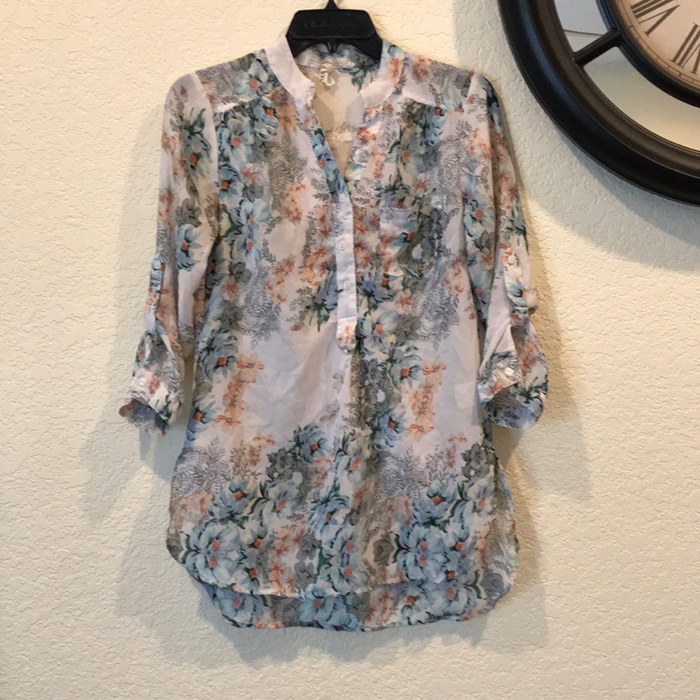 White & Blue Floral Shirt